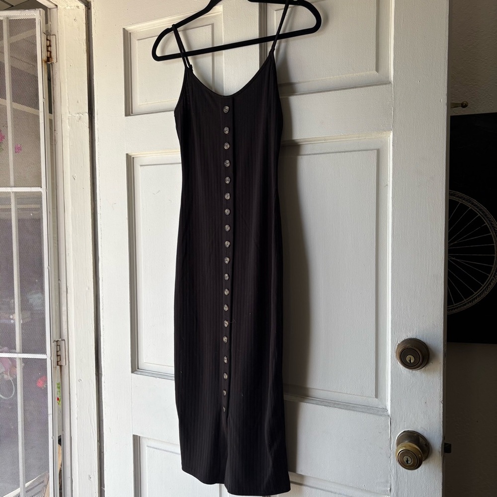 H&M Black Midi Dress with Button Detail. SMB